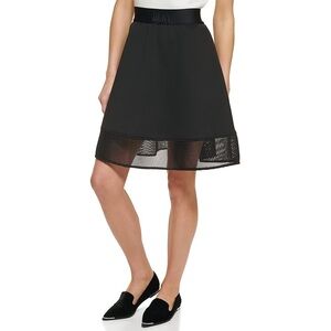 DKNY Elegant Black Mesh Pull On Hem Skirt Size Small